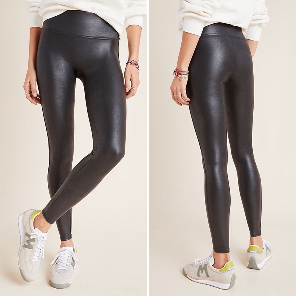 Spanx 2437 Black Faux Leather High Rise Leggings Size XL
